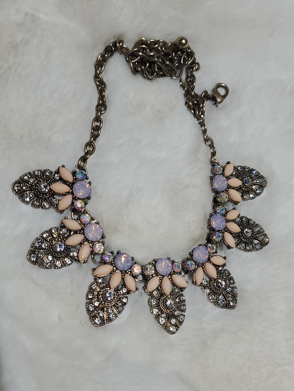 Stylish Pink Purple Sparkle  Statement Necklace Women Jewelry Drama Runway Event